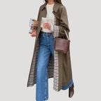 Women’s Long Trench Coat Open Front Lightweight Jacket