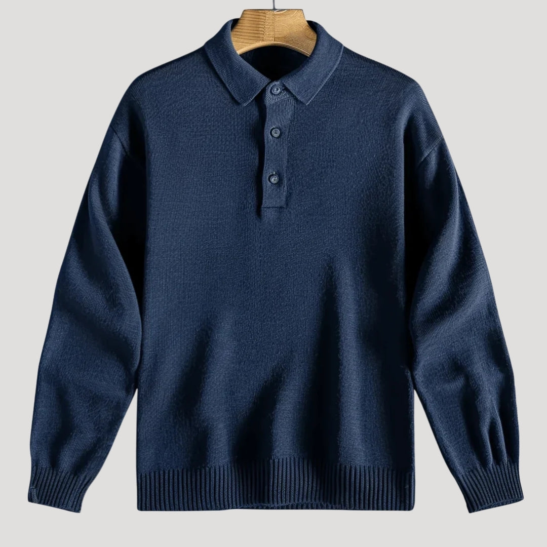 Men’s Polo Sweater Long Sleeve Knit Collar Smart Casual