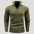 Men’s Textured Quarter Zip Turtleneck Knit Pullover Sweater