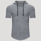Men’s Short Sleeve Hooded T Shirt Slim Fit Casual Pullover Tee