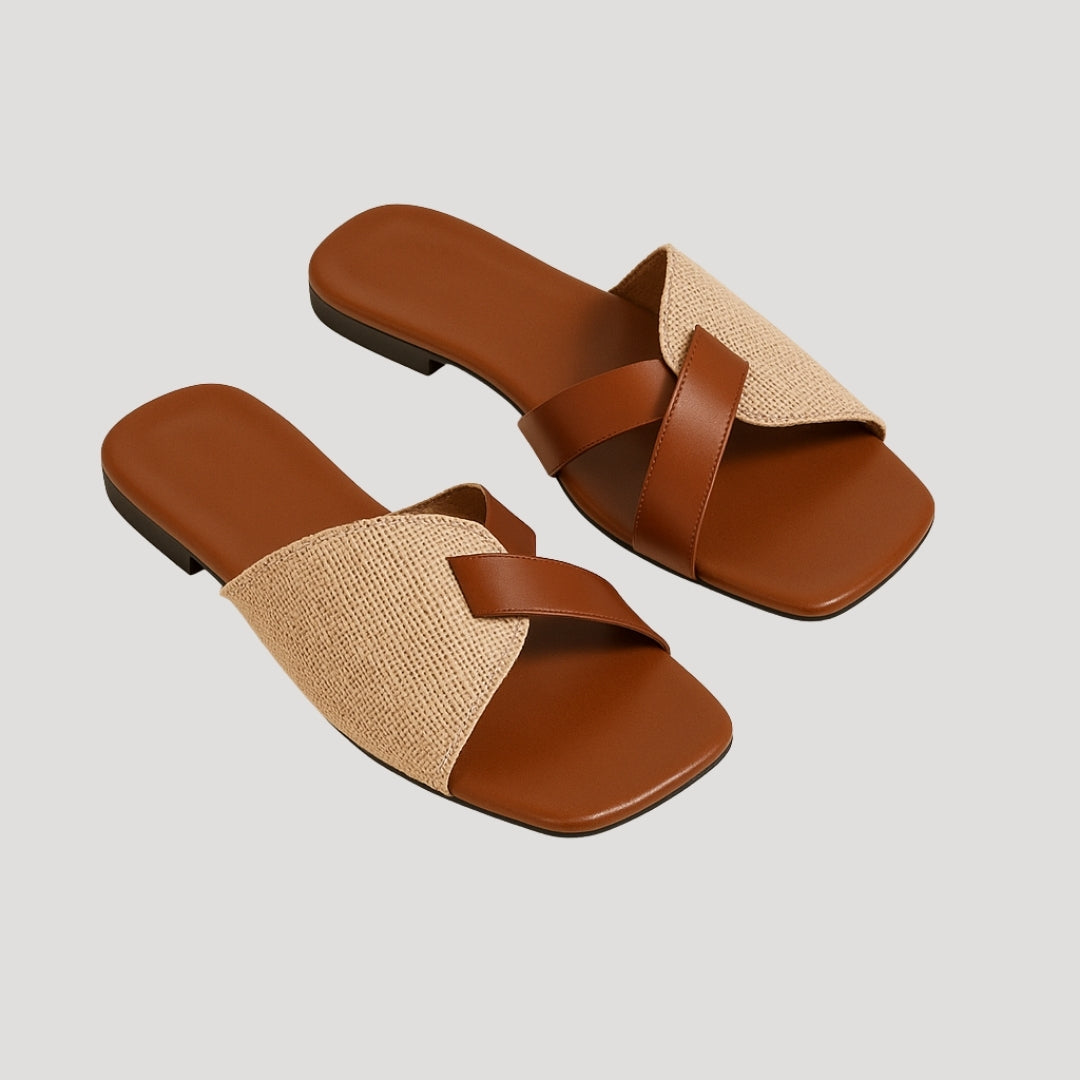 Women’s Sandals Flat Slide Square Toe Slip On