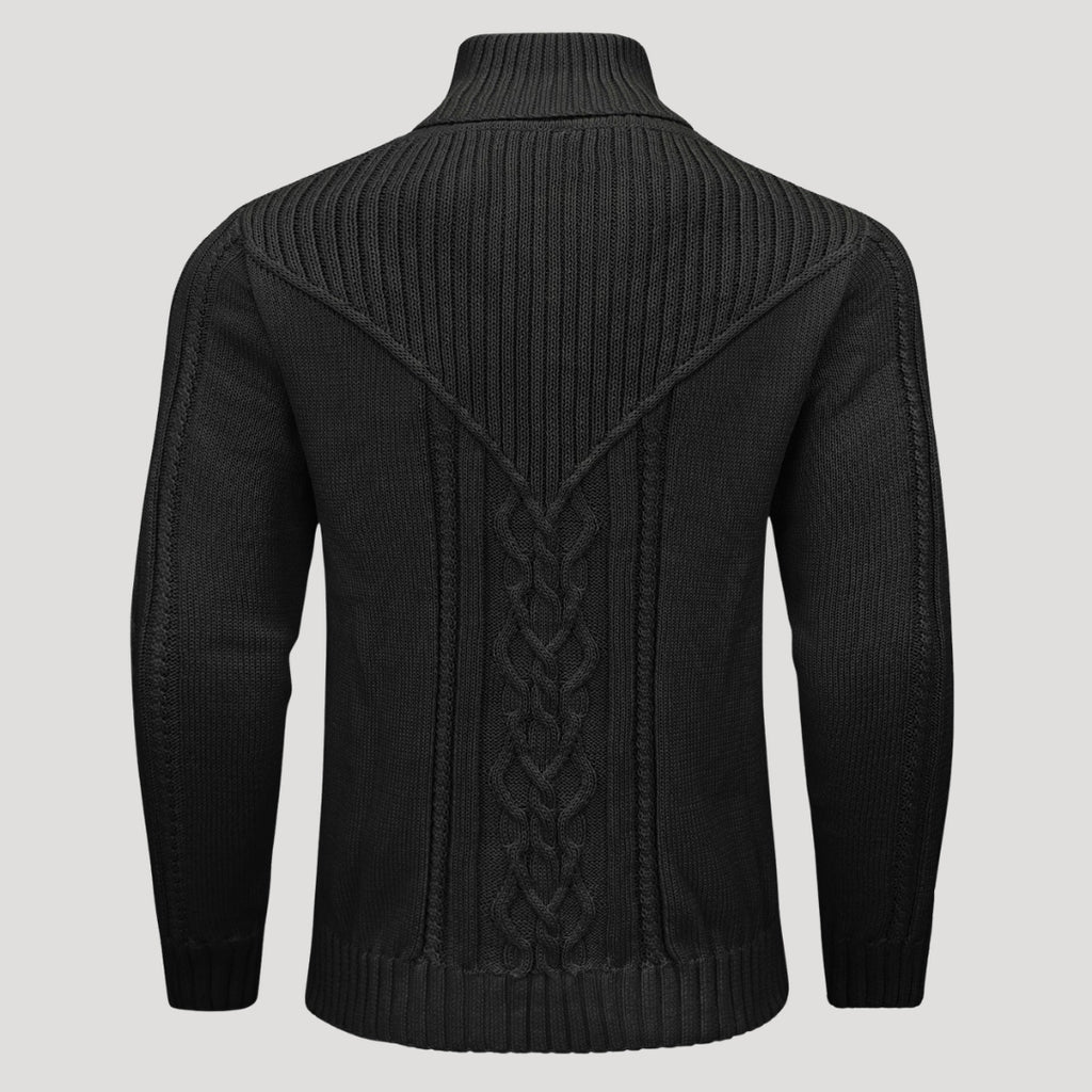 Men’s Cable Knit Shawl Collar Sweater Casual Pullover