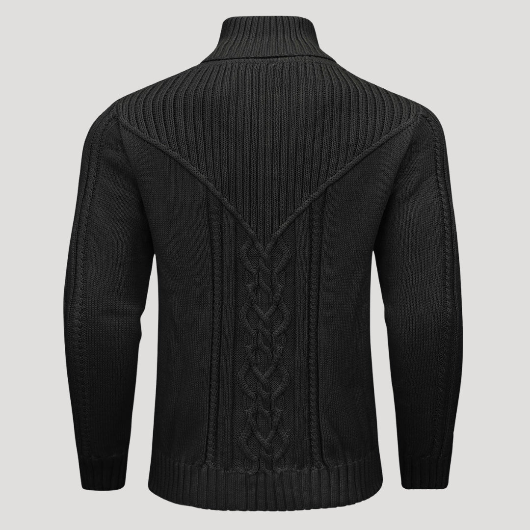 Men’s Cable Knit Shawl Collar Sweater Casual Pullover