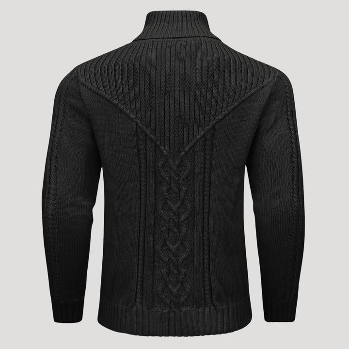 Men’s Cable Knit Shawl Collar Sweater Casual Pullover