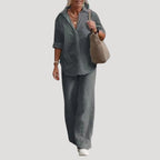 Women’s Linen Shirt and Trousers Co Ord Set Relaxed Fit Outfit