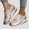 Women’s Lace Up Sneakers Side Zip Casual Platform Shoes