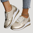 Women’s Lace Up Sneakers Side Zip Casual Platform Shoes