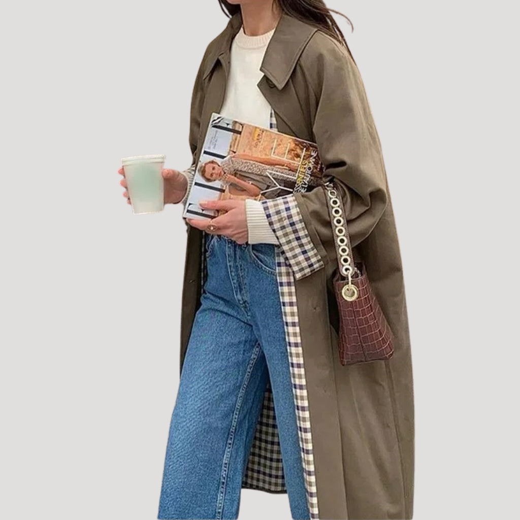 Women’s Long Trench Coat Open Front Lightweight Jacket