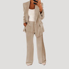 Women’s Blazer Pants Set Tailored Straight Leg Suit Outfit