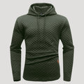 Men’s Quilted Pullover Hoodie Casual Long Sleeve Sweatshirt