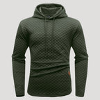 Men’s Quilted Pullover Hoodie Casual Long Sleeve Sweatshirt