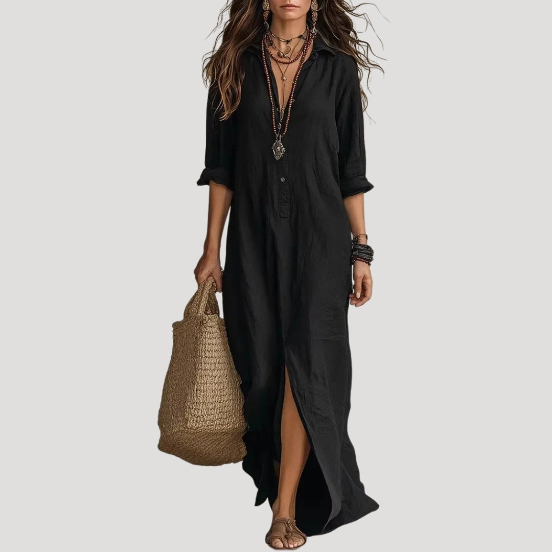 Women’s Summer Dress Maxi Shirt Long Sleeve Casual Loose