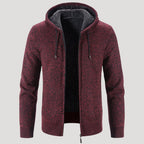Men’s Sherpa Lined Zip Hoodie Textured Knit Jacket