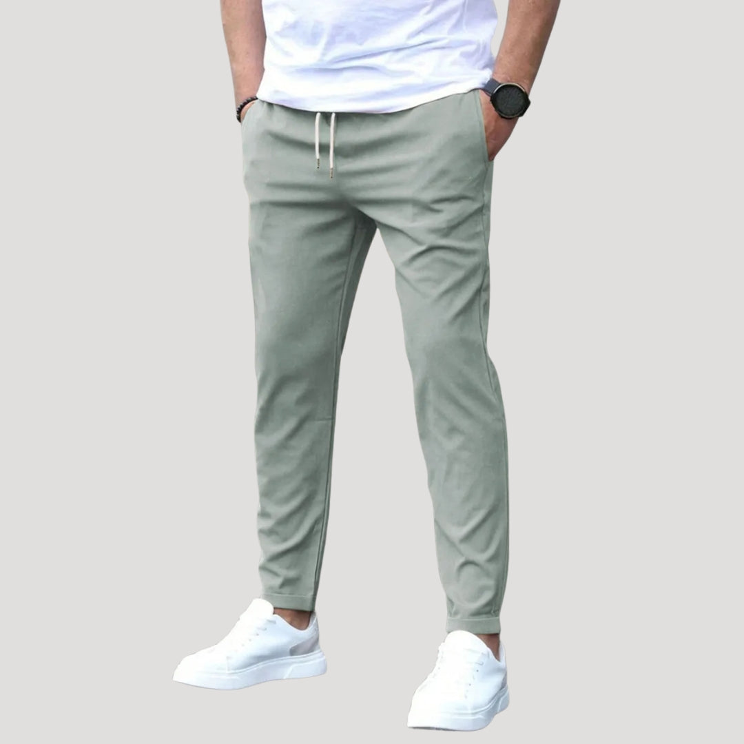 Men’s Chino Pants Elastic Waist Slim Fit Casual Trousers