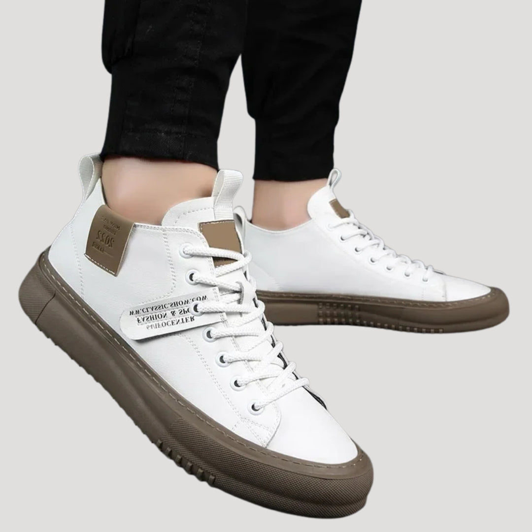 Men’s Sneakers Casual High Top Leather Platform Shoes