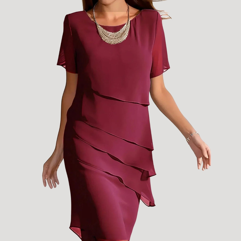 Women’s Summer Dress Midi Work Casual Short Sleeve