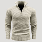 Men’s Textured Quarter Zip Turtleneck Knit Pullover Sweater