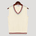 Men’s Sweater Vest Knit V Neck Sleeveless Preppy Striped