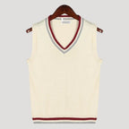 Men’s Sweater Vest Knit V Neck Sleeveless Preppy Striped