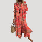 Women’s Summer Dress Maxi Casual Shirt Printed Button