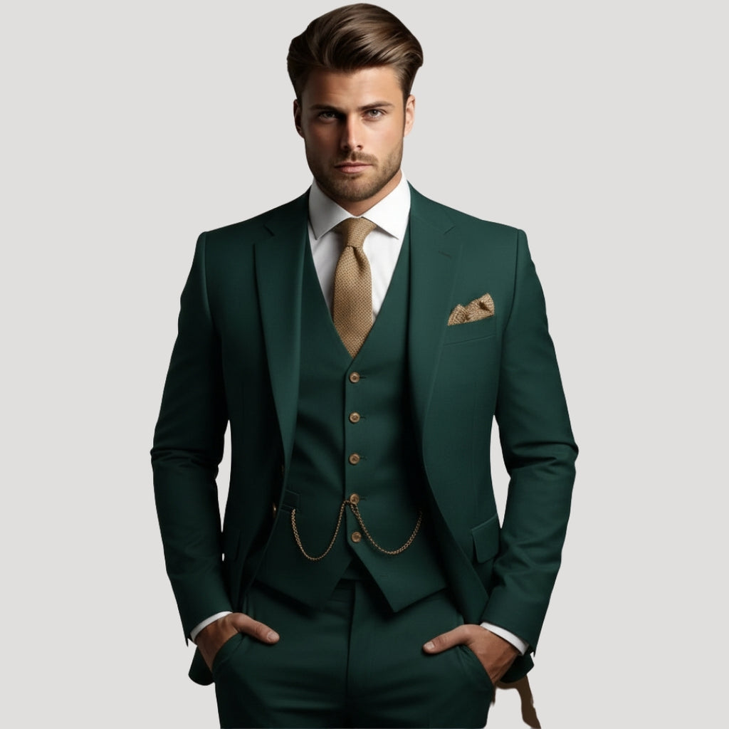 Men’s Three Piece Suit Slim Fit Blazer Vest Pants Set