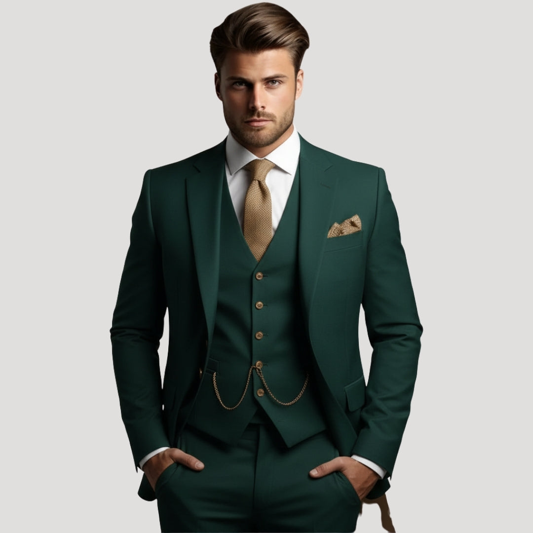 Men’s Three Piece Suit Slim Fit Blazer Vest Pants Set