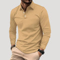 Men’s Long Sleeve Polo Shirt Casual Slim Fit Button Top
