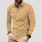 Men’s Long Sleeve Polo Shirt Casual Slim Fit Button Top