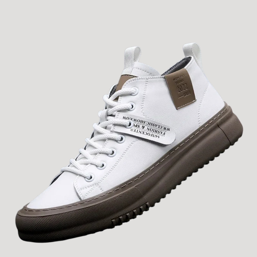Men’s Sneakers Casual High Top Leather Platform Shoes