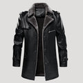 Men’s Faux Fur Collar Leather Trench Coat Longline Style