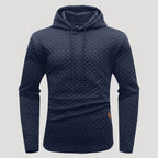 Men’s Quilted Pullover Hoodie Casual Long Sleeve Sweatshirt