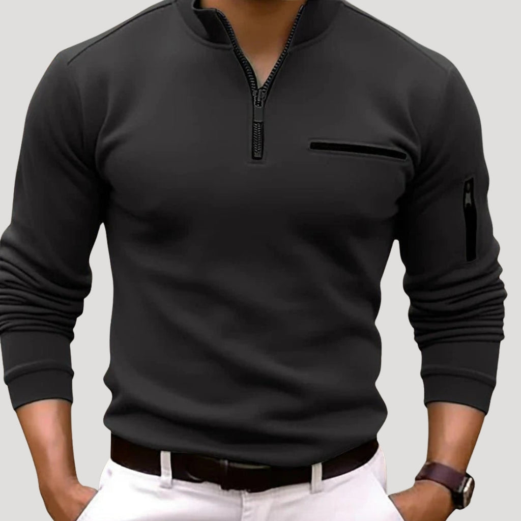 Men’s Quarter Zip Sweater Slim Fit Stand Collar Pullover