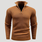 Men’s Textured Quarter Zip Turtleneck Knit Pullover Sweater