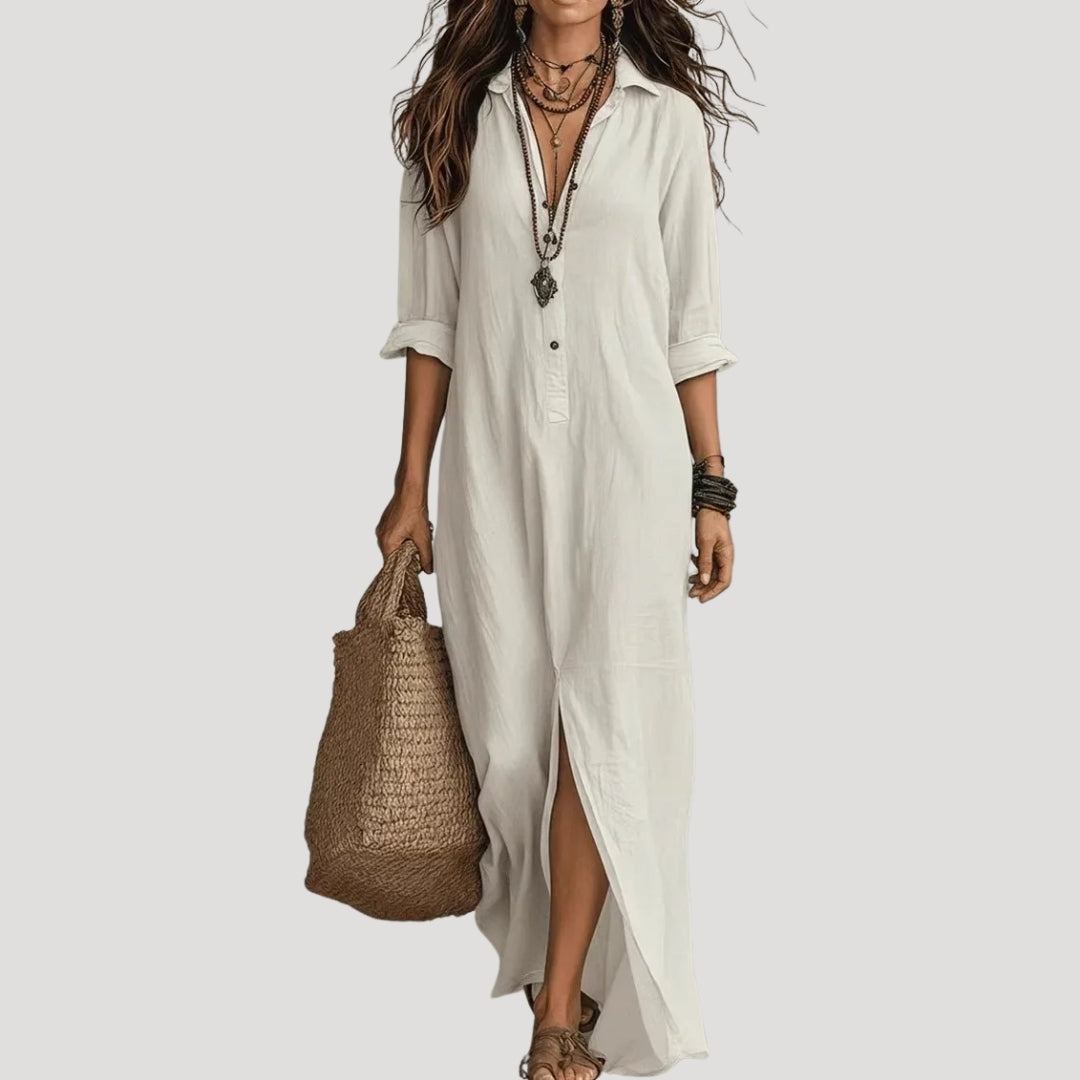 Women’s Summer Dress Maxi Shirt Long Sleeve Casual Loose