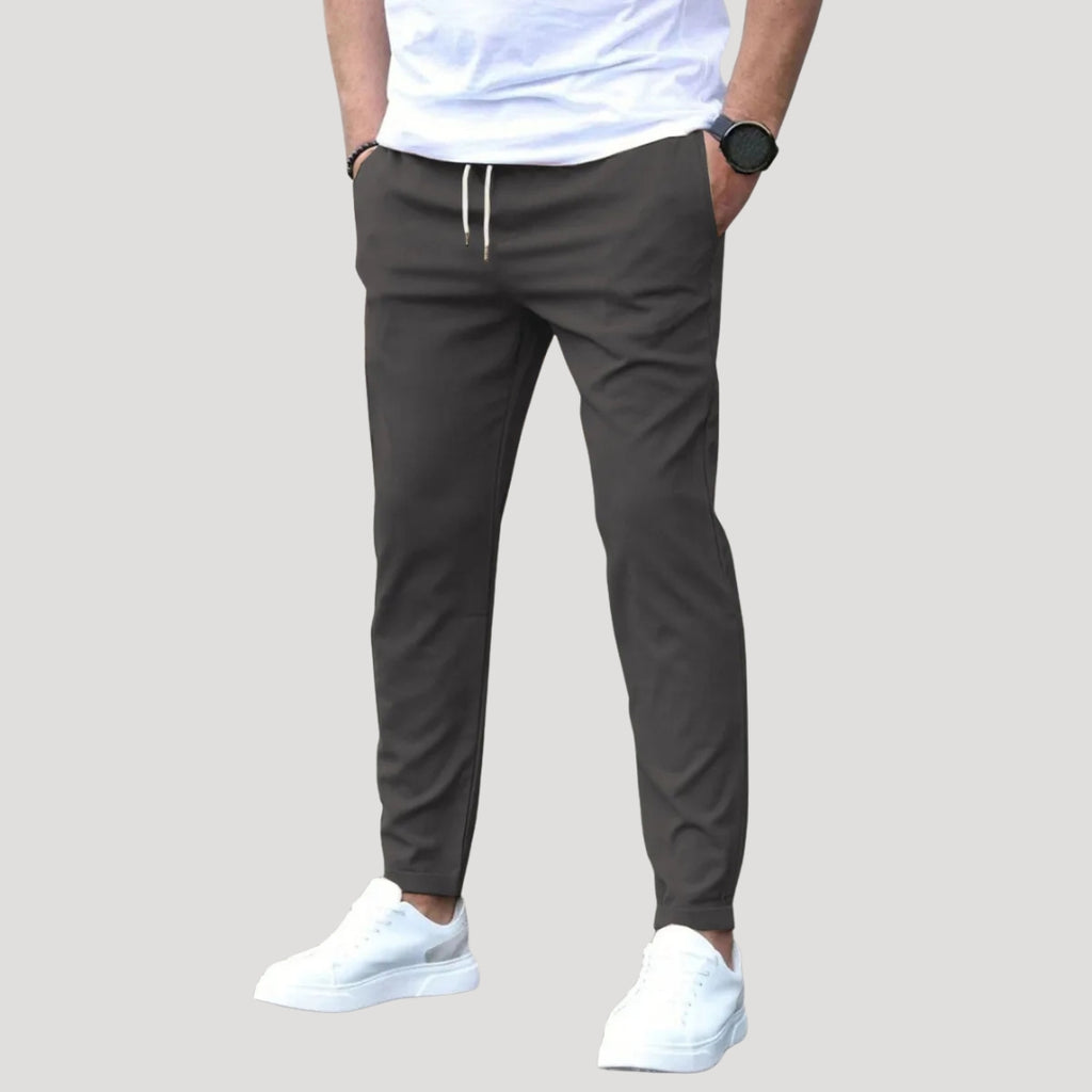 Men’s Chino Pants Elastic Waist Slim Fit Casual Trousers