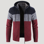 Men’s Tri Colour Knit Zip Hoodie Warm Casual Jacket