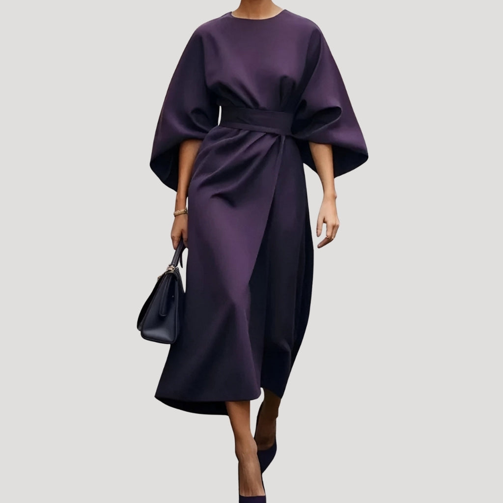 Women’s Midi Dress Casual Elegant Modest Belted Batwing