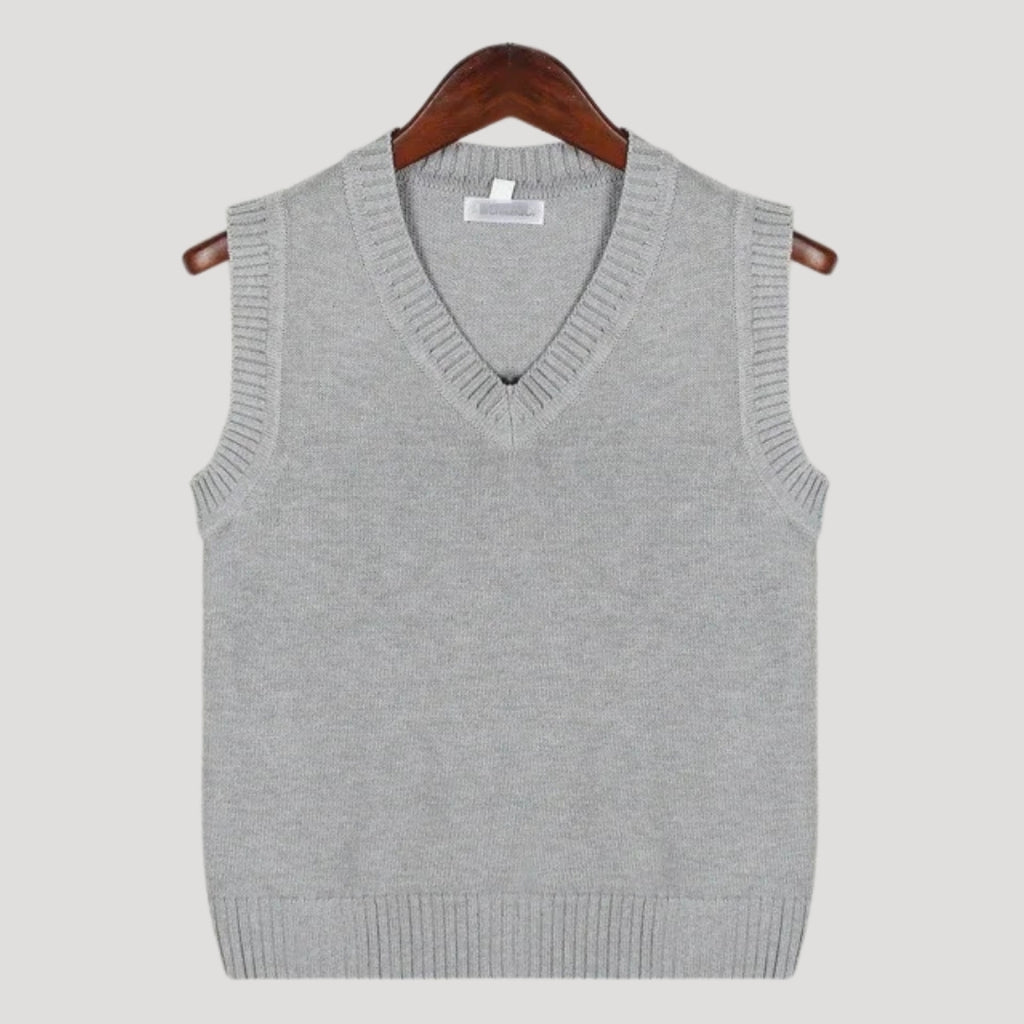 Men’s Sweater Vest Knit V Neck Sleeveless Preppy Striped