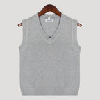 Men’s Sweater Vest Knit V Neck Sleeveless Preppy Striped