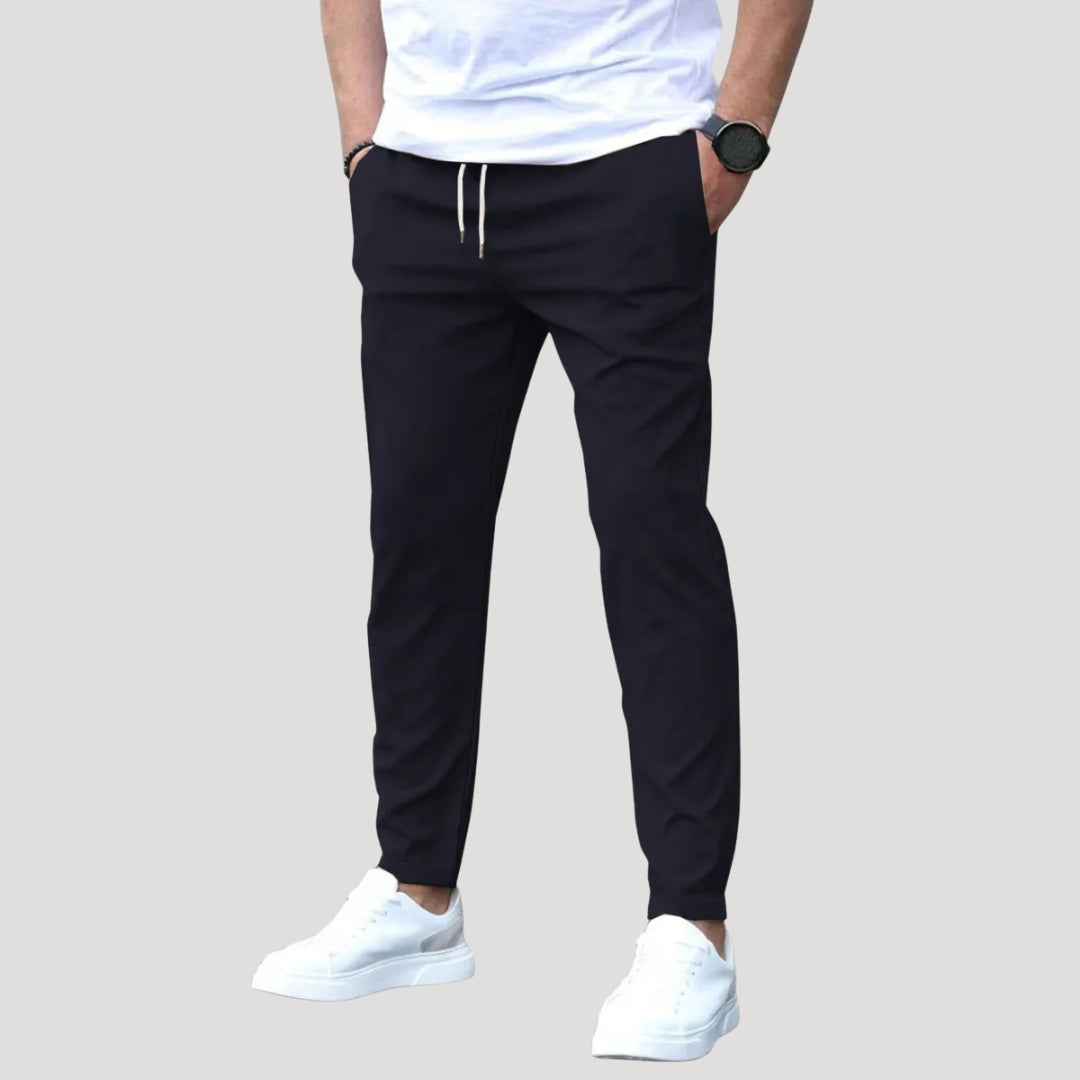 Men’s Chino Pants Elastic Waist Slim Fit Casual Trousers