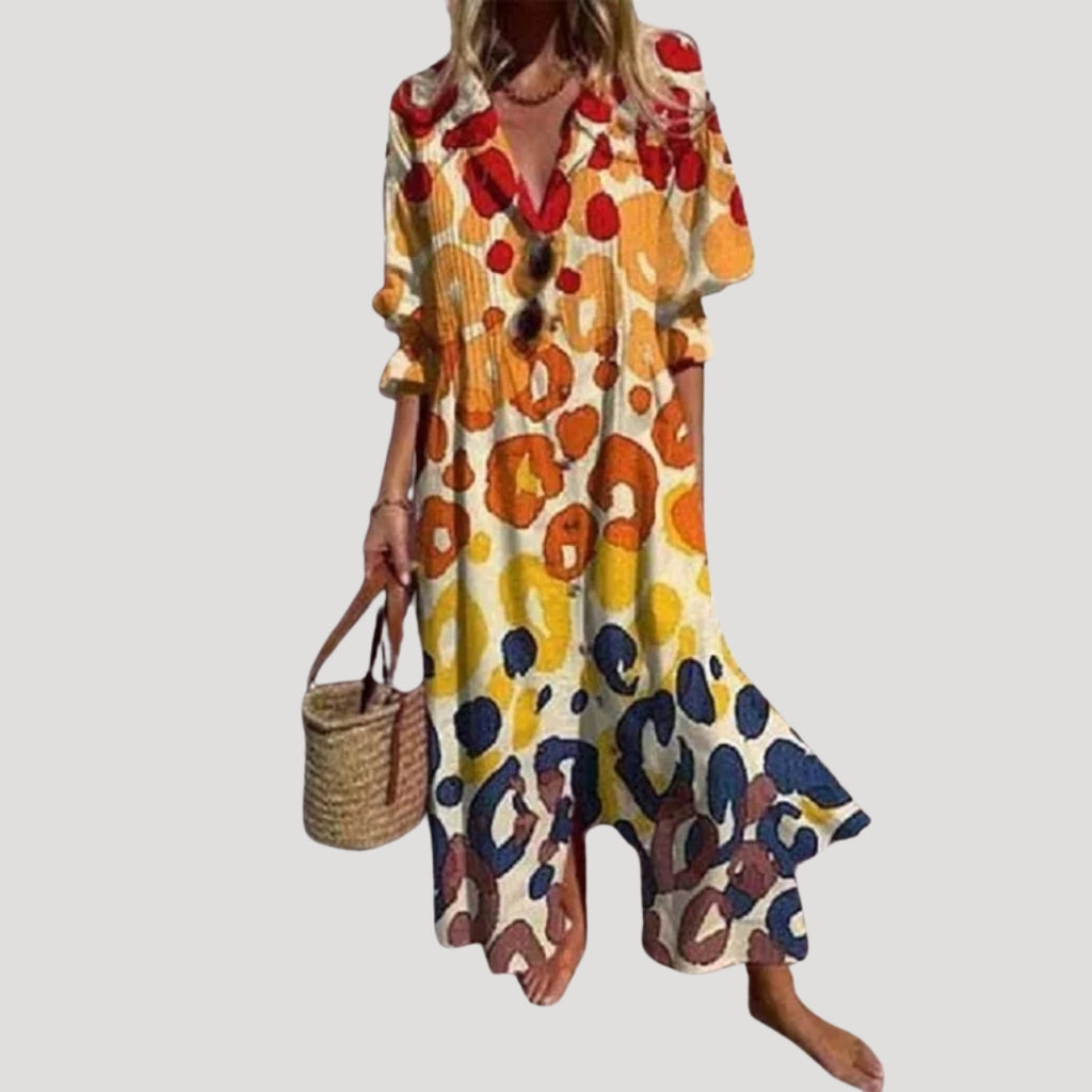 Women’s Summer Dress Maxi Casual Shirt Printed Button