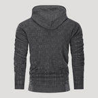 Men’s Plaid Knit Pullover Hoodie Textured Long Sleeve Sweater