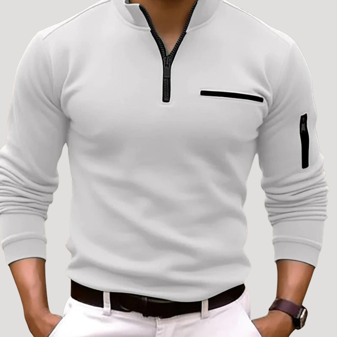 Men’s Quarter Zip Sweater Slim Fit Stand Collar Pullover