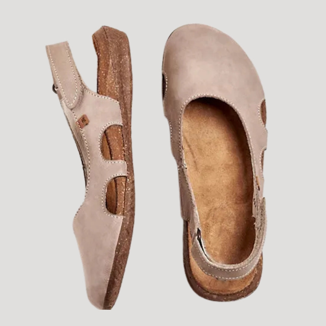 Women's Slingback Flats Leather Casual Comfort Shoes