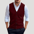 Men’s Sweater Vest Button Casual Lightweight Knit