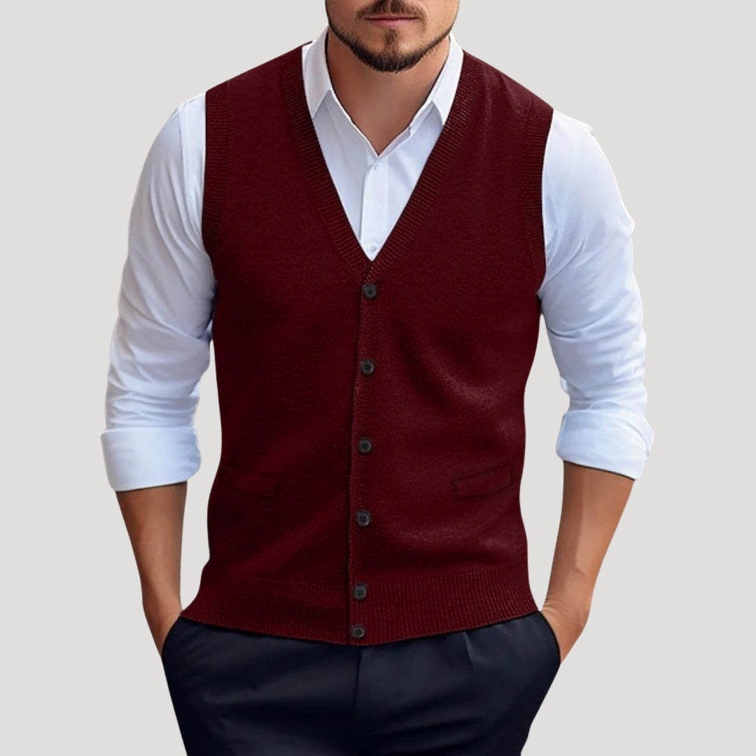 Men’s Sweater Vest Button Casual Lightweight Knit