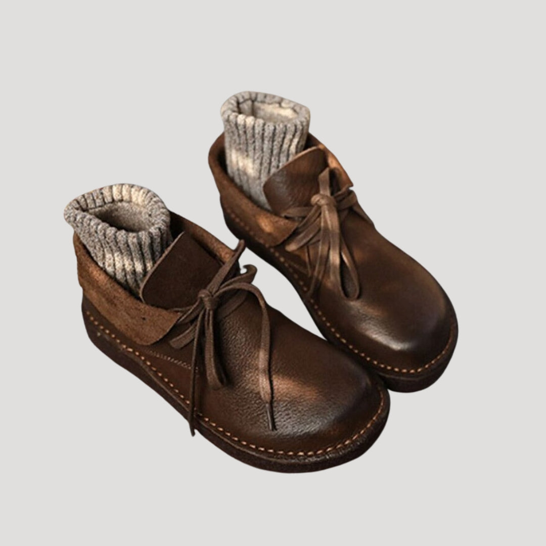 Women’s Shoes Brown Leather Casual Walking Slip On Flat