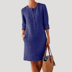 Women’s Summer Dress Casual Midi Shift Linen Pocket