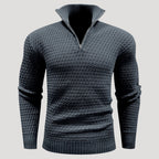 Men’s Textured Quarter Zip Turtleneck Knit Pullover Sweater