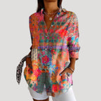 Women’s Printed Button Blouse Long Sleeve Loose Fit